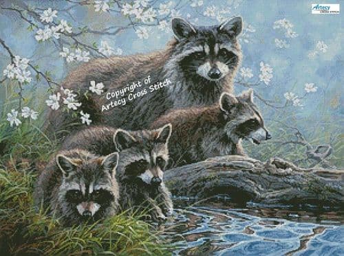 Raccoon Family by Artecy printed cross stitch chart
