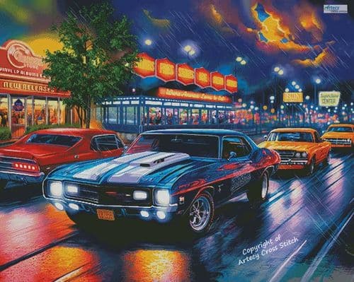 Rain on the Boulevard (Large) by Artecy printed cross stitch chart