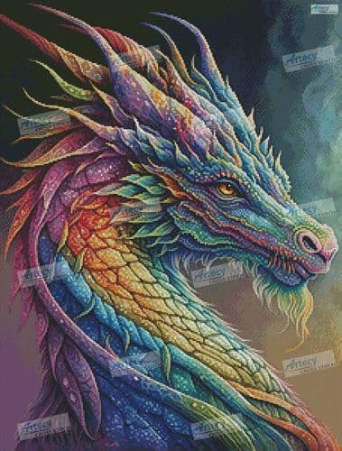Rainbow Dragon 2 by Artecy printed cross stitch chart