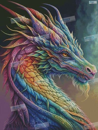 Rainbow Dragon 2 (Large) by Artecy printed cross stitch chart