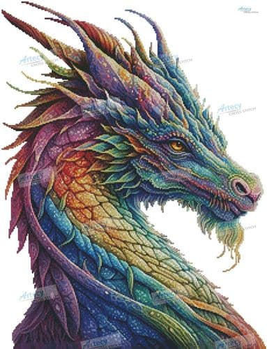 Rainbow Dragon 2 (No Background) by Artecy printed cross stitch chart