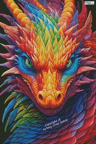 Rainbow Dragon 3 (Large) by Artecy printed cross stitch chart