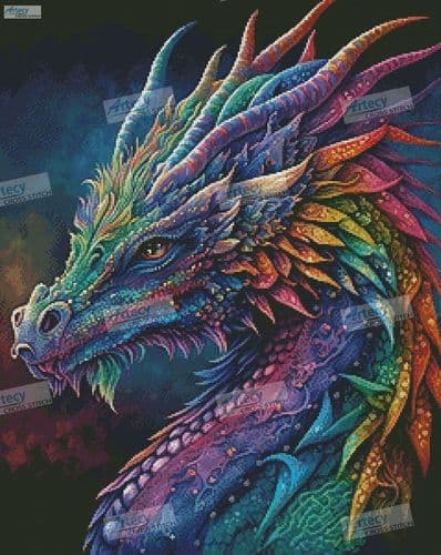 Rainbow Dragon by Artecy printed cross stitch chart