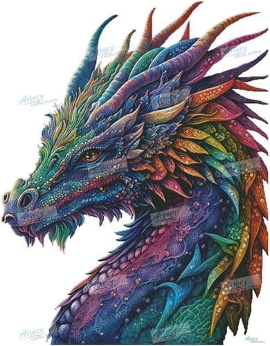 Rainbow Dragon (Large) (No Background) by Artecy printed cross stitch chart