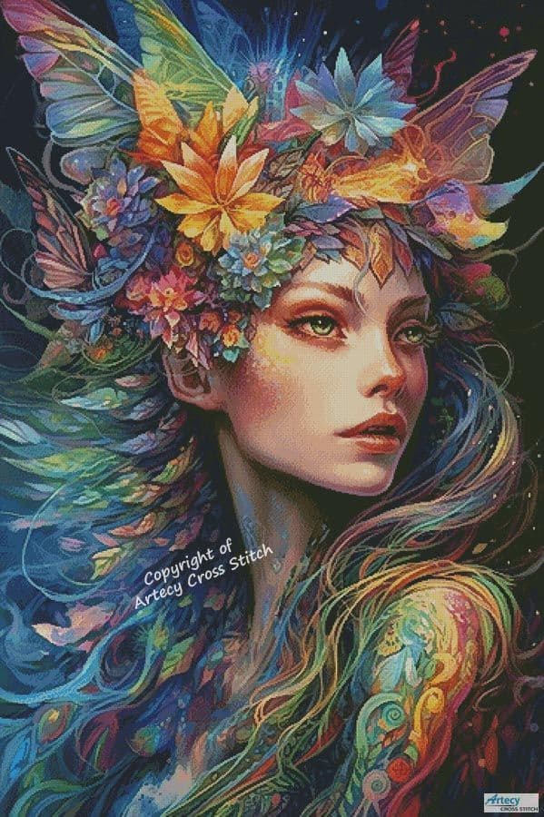 Rainbow Fairy Large by Artecy printed cross stitch chart