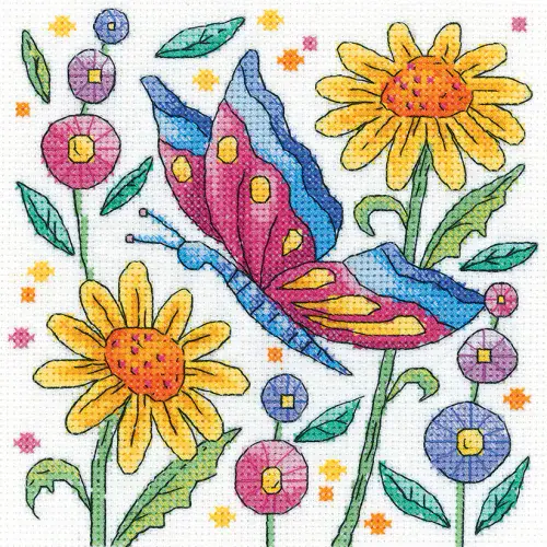 Red Butterfly cross stitch chart - Karen Carter Collection