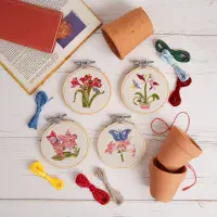 RHS Butterfly and Flora Set of 4 embroidery kit