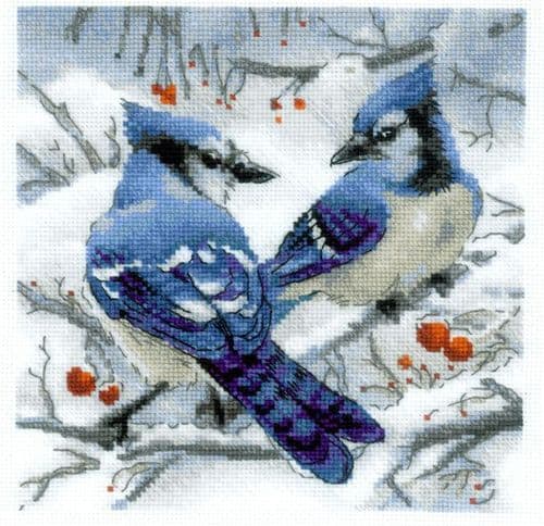 RIOLIS Blue Jays Counted Cross Stitch Kit