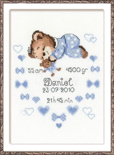 RIOLIS Boy Birth Announcement Counted Cross Stitch Kit