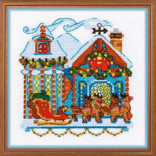 RIOLIS Cabin with Sleigh Counted Cross Stitch Kit
