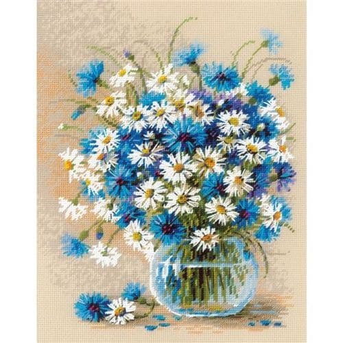 RIOLIS Daisies and Cornflowers Counted Cross Stitch Kit