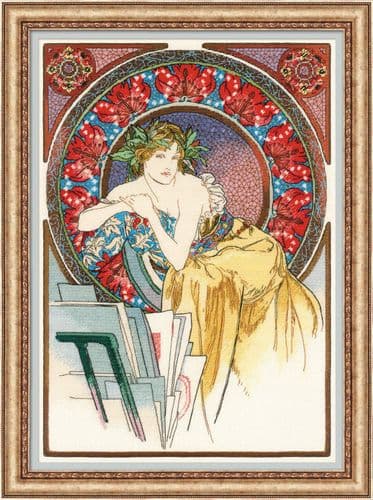 RIOLIS Girl with Easel - Mucha Counted Cross Stitch Kit