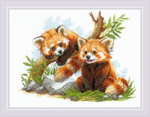 RIOLIS Red Panda Cubs Counted Cross Stitch Kit