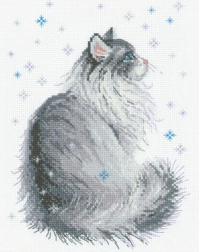 RIOLIS Snowy Meow Counted Cross Stitch Kit