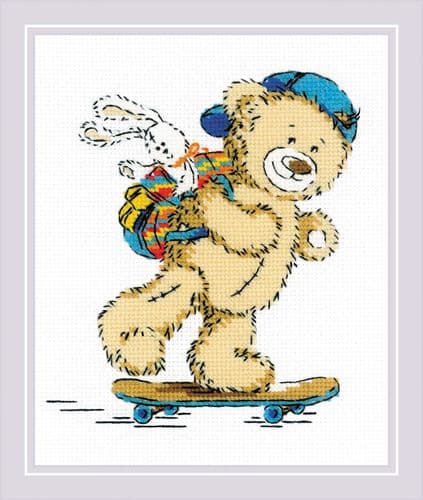 RIOLIS Teddy Bear Holiday Counted Cross Stitch Kit