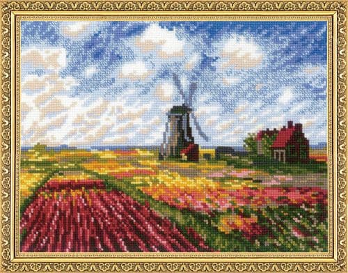 RIOLIS Tulip Fields (Monet) Counted Cross Stitch Kit