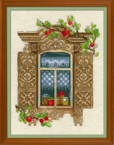 RIOLIS Window with Apples Counted Cross Stitch Kit