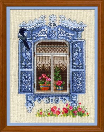 RIOLIS Window with Magpie Counted Cross Stitch Kit