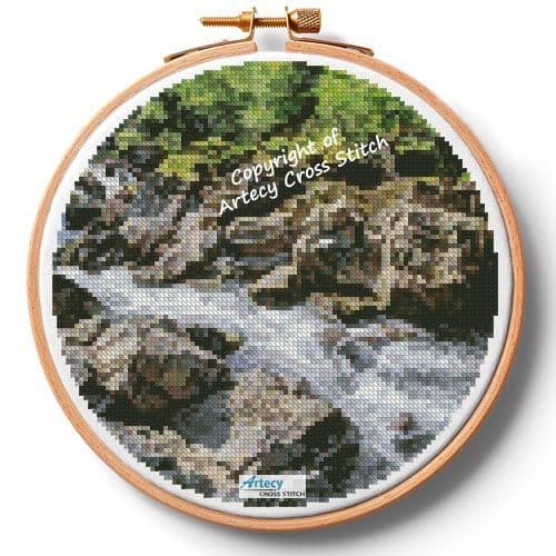 River on the Rocks Hoop (Large) by Artecy printed cross stitch chart
