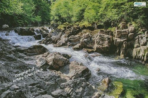 River on the Rocks (Large) by Artecy printed cross stitch chart