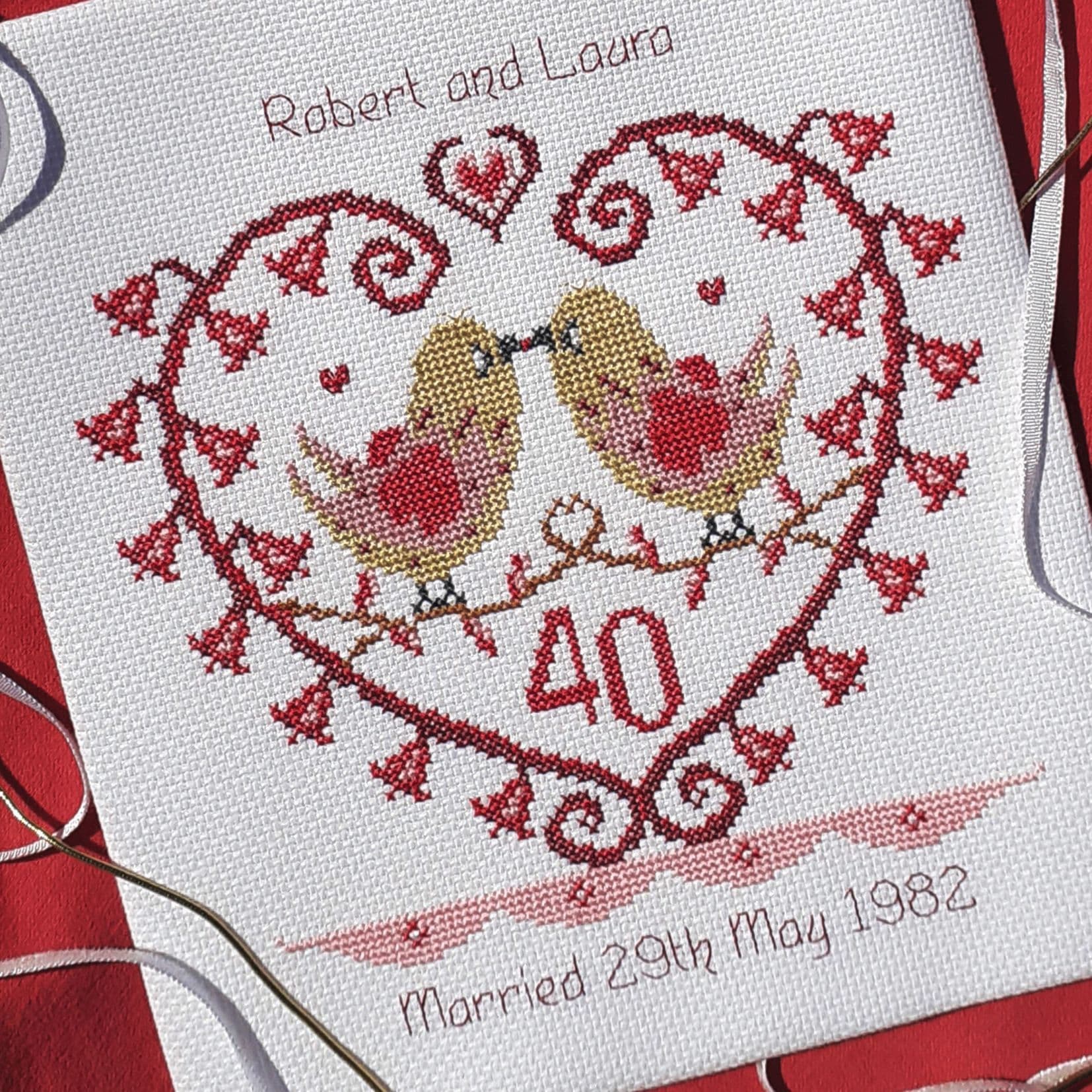 Ruby Bells printed cross stitch chart by Nia Cross Stitch