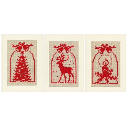 Rustic Christmas Card Set Counted Cross Stitch Kit by Vervaco