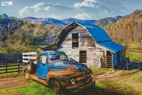 Rusty Truck in Blue by Artecy printed cross stitch chart