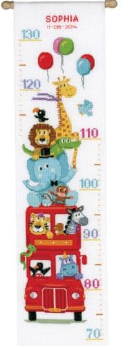 Safari Bus Height Chart Counted Cross Stitch Kit by Vervaco