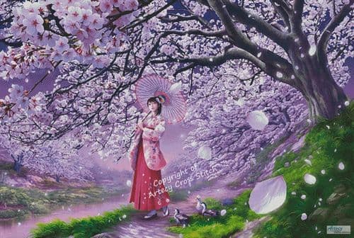 Sakura Kaze (Large) by Artecy printed cross stitch chart