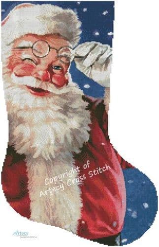Santa Wink 2 Stocking (Right) by Artecy printed cross stitch chart