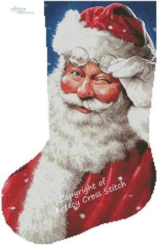 Santa Wink Stocking (Left) by Artecy printed cross stitch chart