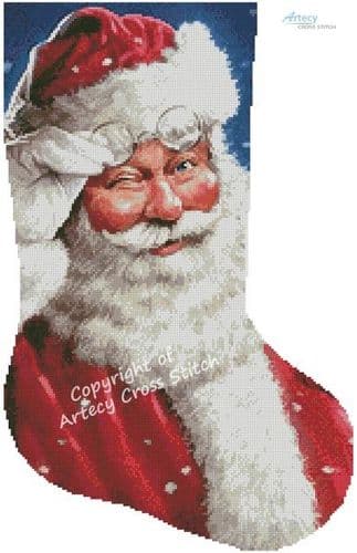 Santa Wink Stocking (Right) by Artecy printed cross stitch chart
