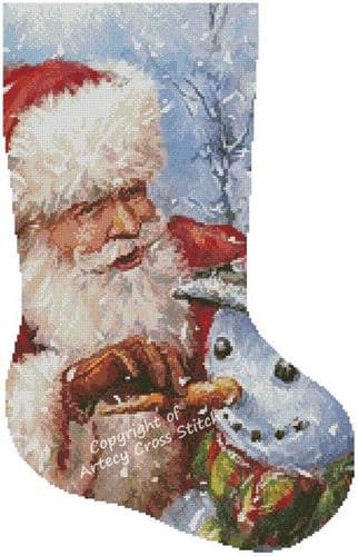 Santa with Snowman Stocking (Right) by Artecy printed cross stitch chart