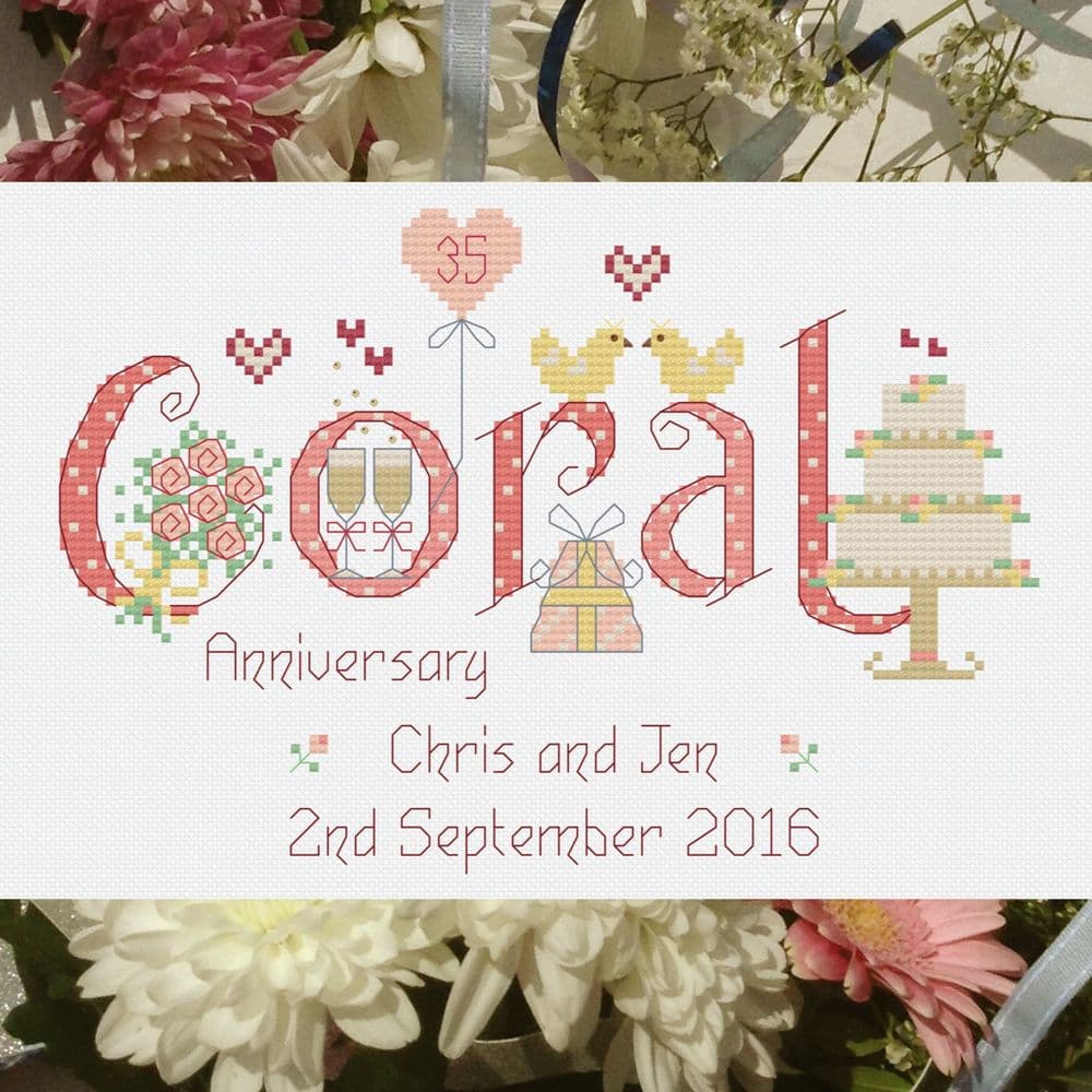 Sapphire Anniversary printed cross stitch chart by Nia Cross Stitch