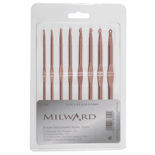 Set of 8 Rose Gold Crochet Hooks from Milward