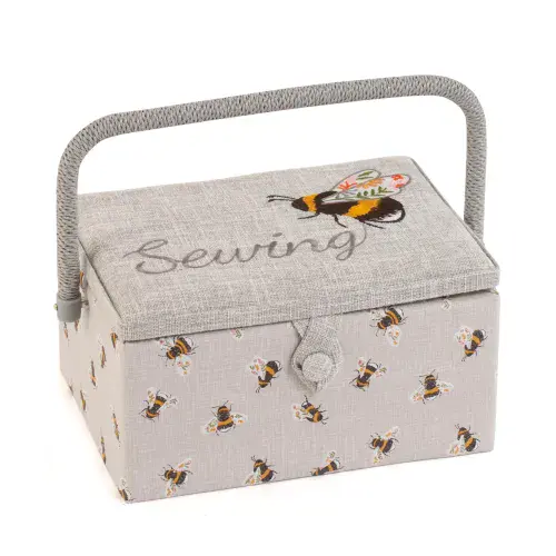 Sewing Bee Embroidered Lid Medium Sewing Box