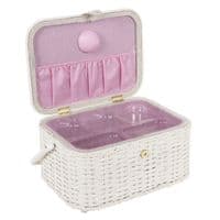Sewing Box (L): Oval: Wicker Basket: Embroidered: My Sewing