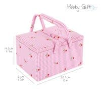 Sewing Box (L): Twin Lid: Embroidered Cherries