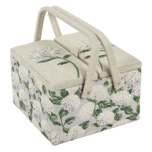 Sewing Box (L): Twin Lid: Square: Hydrangea