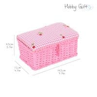 Sewing Box (S): Wicker Basket: Embroidered Cherries