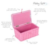 Sewing Box (S): Wicker Basket: Embroidered Cherries