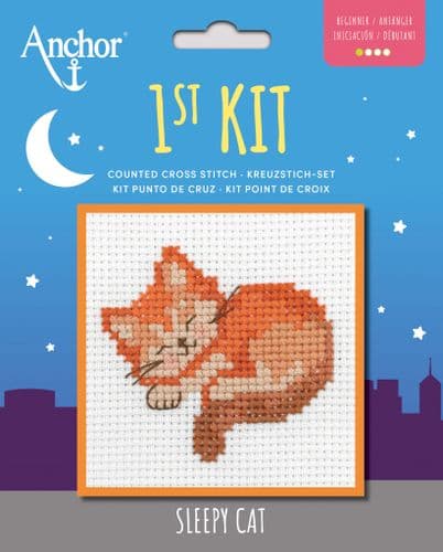 Sleeping Cat 1st Kit Counted Cross Stitch Kit by Anchor