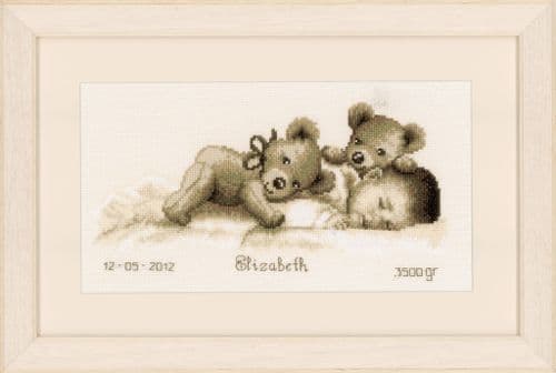 Sleeping with Teddy Counted Cross Stitch Kit by Vervaco