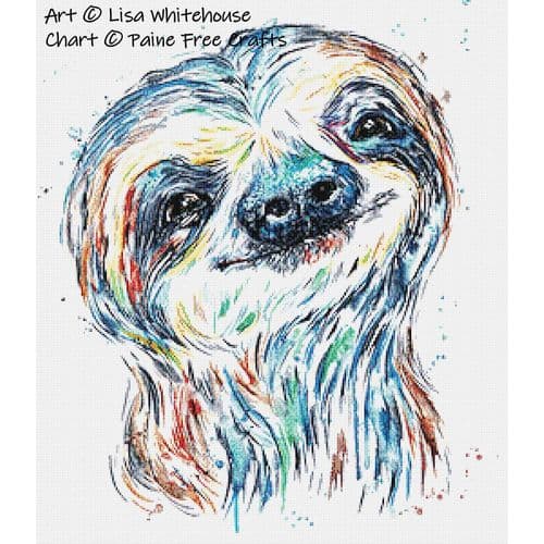 Smiley Sloth by Paine Free Crafts printed cross stitch chart