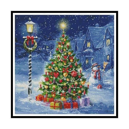 Snowman and Christmas Tree by Artecy printed cross stitch chart