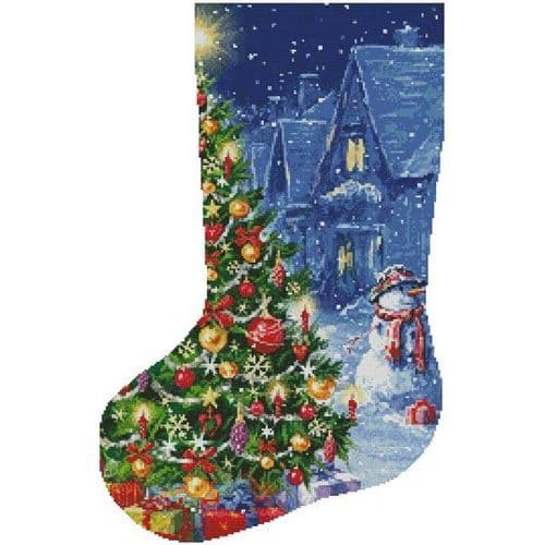 Snowman and Christmas Tree Stocking (Left) by Artecy printed cross stitch chart