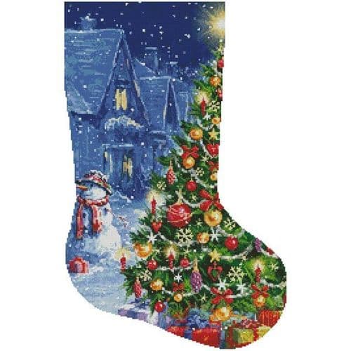 Snowman and Christmas Tree Stocking (Right) by Artecy printed cross stitch chart