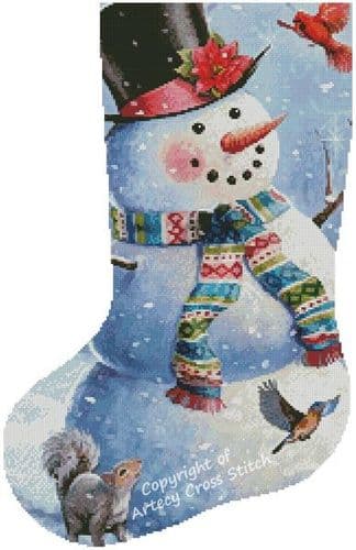 Snowman and Friends Stocking (Left) by Artecy printed cross stitch chart