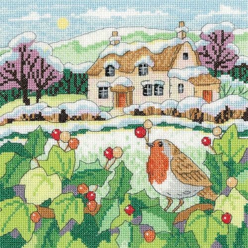Snowy Cottage cross stitch kit  - Karen Carter