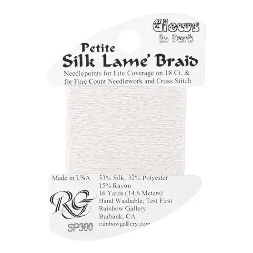 SP300 Glow in the Dark White Petite Silk Lame Braid
